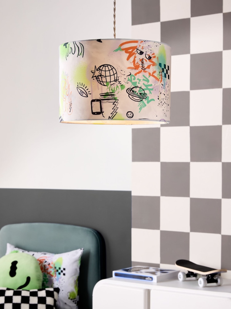 Multi Easy Fit Graffiti Pendant Lamp Shade - Image 1 of 5 Multi Easy Fit Graffiti Pendant Lamp Shade - Image 1 of 5