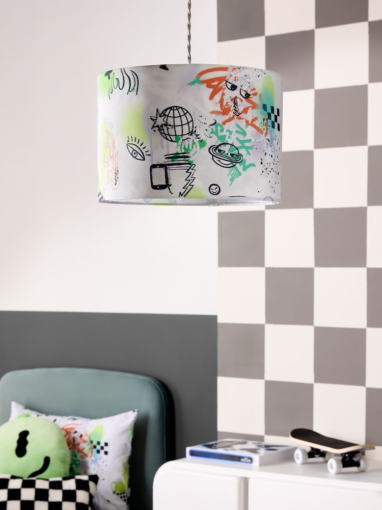 Multi Easy Fit Graffiti Pendant Lamp Shade - Image 2 of 5 Multi Easy Fit Graffiti Pendant Lamp Shade - Image 2 of 5