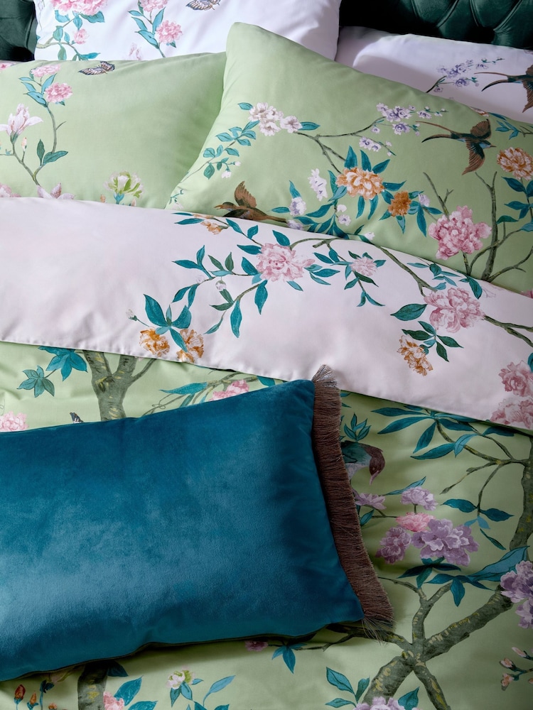 Graham & Brown Green Chinoiserie Garden Duvet Cover and Pillowcase Set - Image 2 of 6