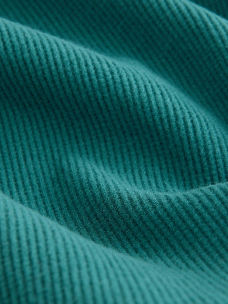Teal Blue Cosy Waffle Long Sleeve Pyjamas - Image 2 of 3 Teal Blue Cosy Waffle Long Sleeve Pyjamas - Image 2 of 3