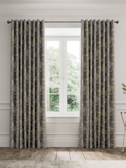 V&A Grey Palampore Trail Black Out Eyelet 100% Cotton Curtains - Image 4 of 5
