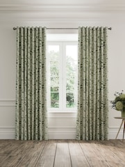 V&A Green Ornamental Bloom Blackout Eyelet Curtains - Image 1 of 5