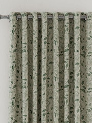 V&A Green Ornamental Bloom Blackout Eyelet Curtains - Image 2 of 5