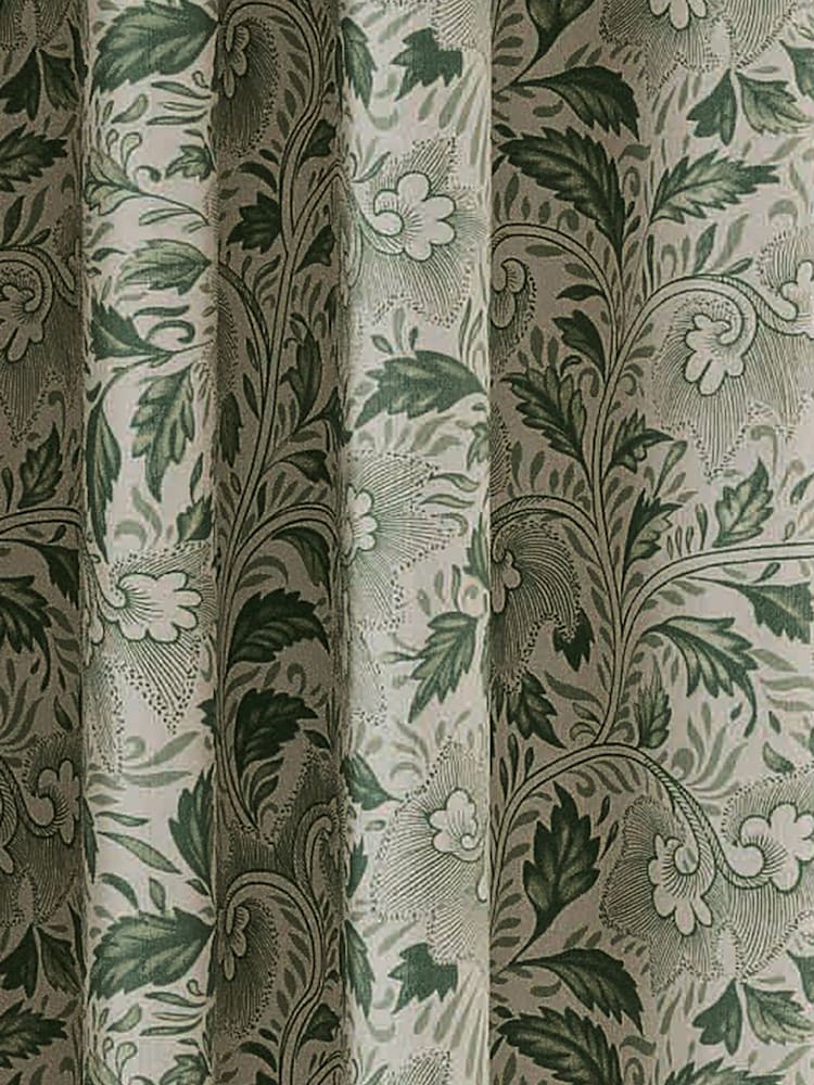 V&A Green Ornamental Bloom Blackout Eyelet Curtains - Image 3 of 3 V&A Green Ornamental Bloom Blackout Eyelet Curtains - Image 3 of 3