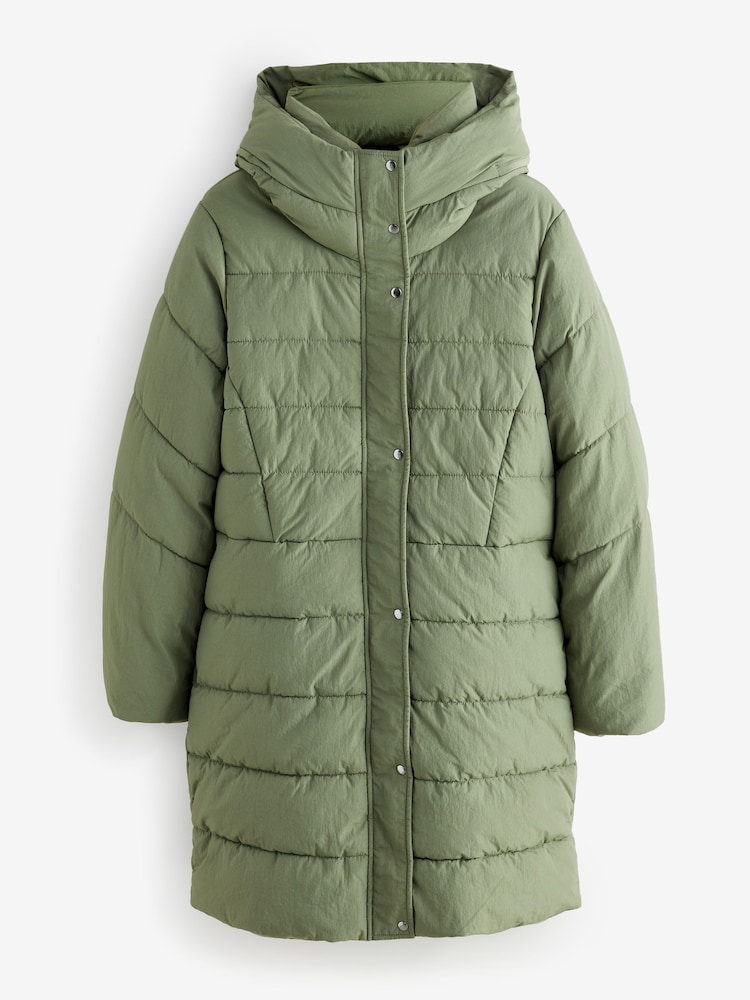 Green Longline Padded Puffer - Image 1 of 1 Green Longline Padded Puffer - Image 1 of 1