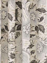 V&A Linen  Grey Ornamental Bloom Black Out Eyelet 100% Cotton Curtains - Image 3 of 3
