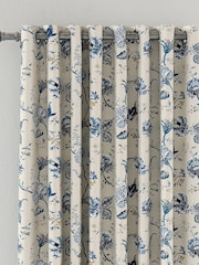 V&A Blue Palampore Trail Black Out Eyelet 100% Cotton Curtains - Image 2 of 5