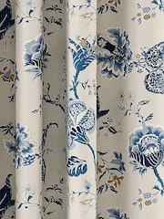 V&A Blue Palampore Trail Black Out Eyelet 100% Cotton Curtains - Image 3 of 5