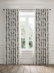 V&A Blue Palampore Trail Black Out Eyelet 100% Cotton Curtains - Image 4 of 5