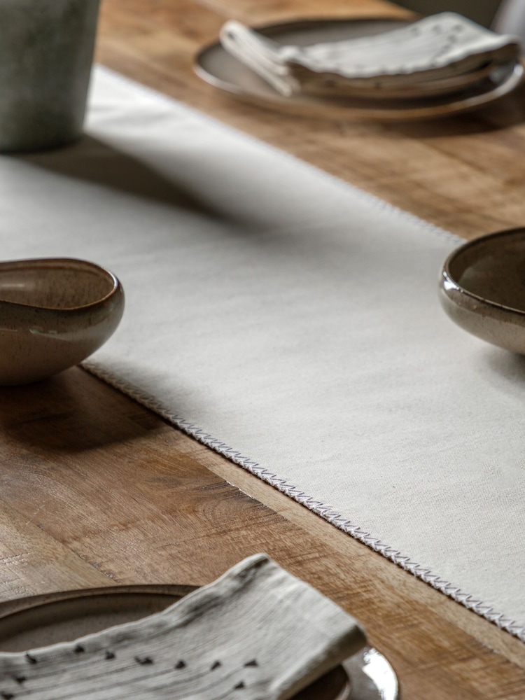 Gallery Home Cream Large Linen Effect Table Runner - Image 1 of 5