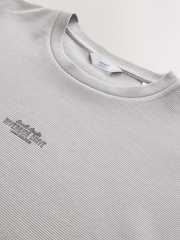 Grey Relaxed Fit Graphic Print Heavyweight Striped T-Shirt - Image 3 of 3