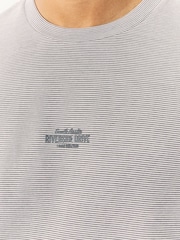 Grey Relaxed Fit Graphic Print Heavyweight Striped T-Shirt - Image 4 of 7