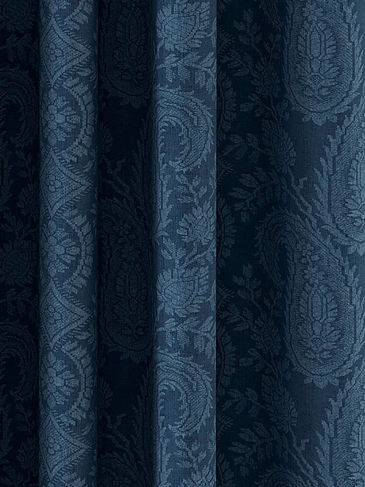 V&A Blue Silk Road Paisley Blackout Eyelet Curtains - Image 3 of 3 V&A Blue Silk Road Paisley Blackout Eyelet Curtains - Image 3 of 3