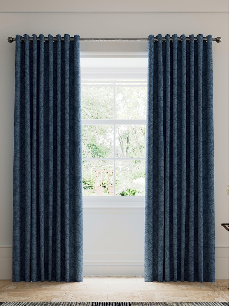 V&A Blue Silk Road Paisley Blackout Eyelet Curtains - Image 5 of 5 V&A Blue Silk Road Paisley Blackout Eyelet Curtains - Image 5 of 5