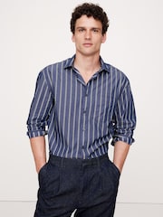 Banana Republic Blue Stripe Relaxed Poplin Shirt - Image 1 of 1