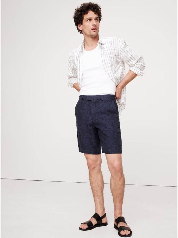 Banana Republic Navy Blue 9 Inch Linen Shorts - Image 1 of 1