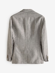 Banana Republic Grey Herringbone 100% Linen Suit Jacket - Image 2 of 6