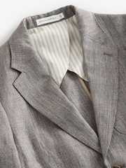 Banana Republic Grey Herringbone 100% Linen Suit Jacket - Image 4 of 6