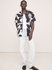 Banana Republic Black 100% Linen Regular Fit Resort Shirt - Image 2 of 2