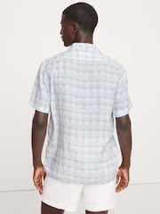 Banana Republic Blue 100% Linen Regular Fit Resort Shirt - Image 2 of 4