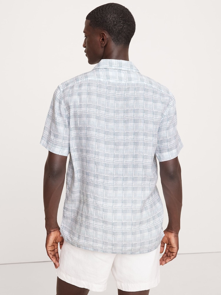 Banana Republic Blue 100% Linen Regular Fit Resort Shirt - Image 2 of 4