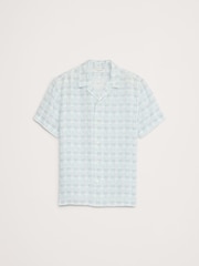 Banana Republic Blue 100% Linen Regular Fit Resort Shirt - Image 4 of 4