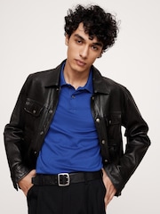 Banana Republic Blue Cotton Short Sleeve Polo Shirt - Image 1 of 5