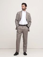 Banana Republic Grey Herringbone Linen Straight Suit Pant - Image 1 of 3