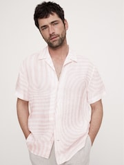 Banana Republic Pink 100% Linen Regular Fit Resort Shirt - Image 1 of 1