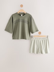 Sage Green Gingham Short Set Pyjamas - Image 8 of 10