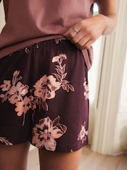 Purple Floral Short Set Pyjamas - Image 5 of 8