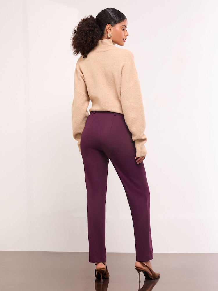 Lipsy Burgundy Red Tailored Tapered Trousers - Image 4 of 4
