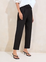Lipsy Black Barrel Leg Trousers - Image 1 of 4