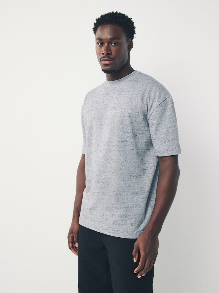 Grey Marl Relaxed Fit Heavyweight T-Shirt - Image 1 of 8 Grey Marl Relaxed Fit Heavyweight T-Shirt - Image 1 of 8