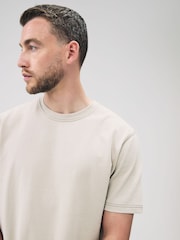 Putty Contrast Stitch Regular Fit Heavyweight T-Shirt - Image 1 of 5