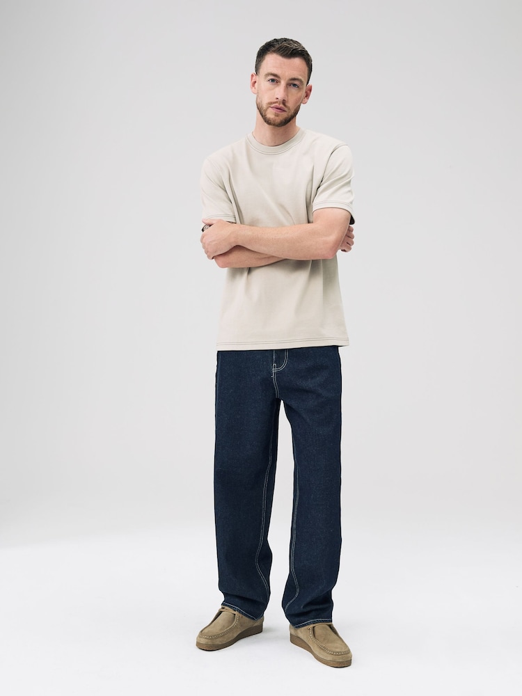 Putty Contrast Stitch Regular Fit Heavyweight T-Shirt - Image 2 of 5