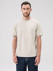 Putty Contrast Stitch Regular Fit Heavyweight T-Shirt - Image 4 of 5