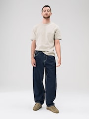 Putty Contrast Stitch Regular Fit Heavyweight T-Shirt - Image 5 of 5