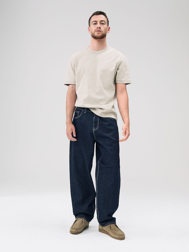 Putty Contrast Stitch Regular Fit Heavyweight T-Shirt - Image 5 of 5