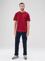Burgundy Red Contrast Stitch Regular Fit Heavyweight T-Shirt - Image 2 of 4