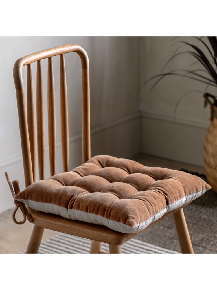 Gallery Home Brown Cotton Velvet Seatpad - Image 1 of 10 Gallery Home Brown Cotton Velvet Seatpad - Image 1 of 10