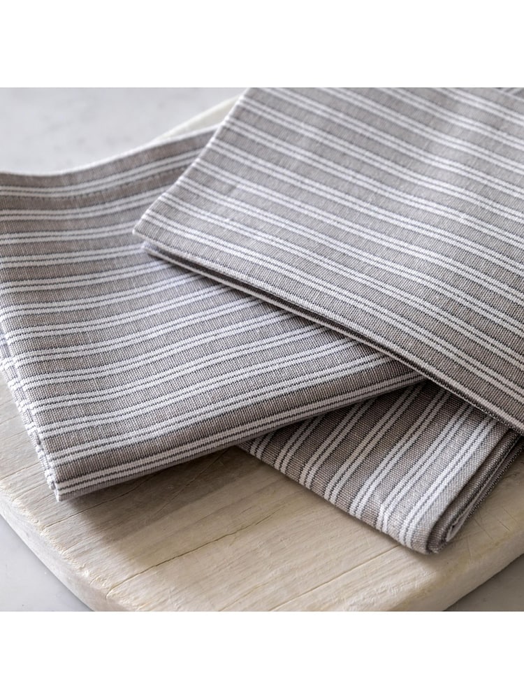 Gallery Home Grey Woven Striped Napkins 4 Pack - Image 2 of 6