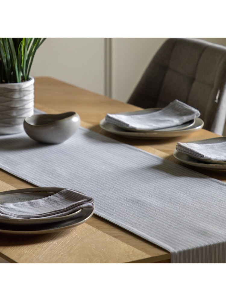 Gallery Home Grey Woven Striped Small Table Runner - Image 1 of 6