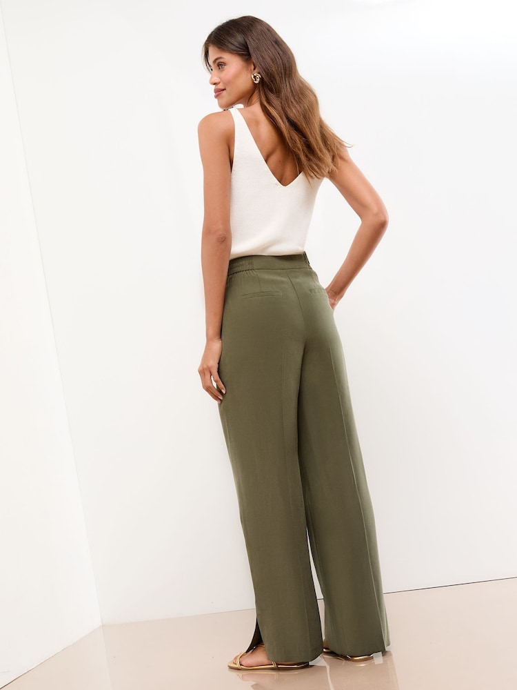 Lipsy Khaki Green Wide Leg Trousers - Image 4 of 4