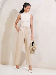 Lipsy Stone Barrel Leg Trousers - Image 3 of 4