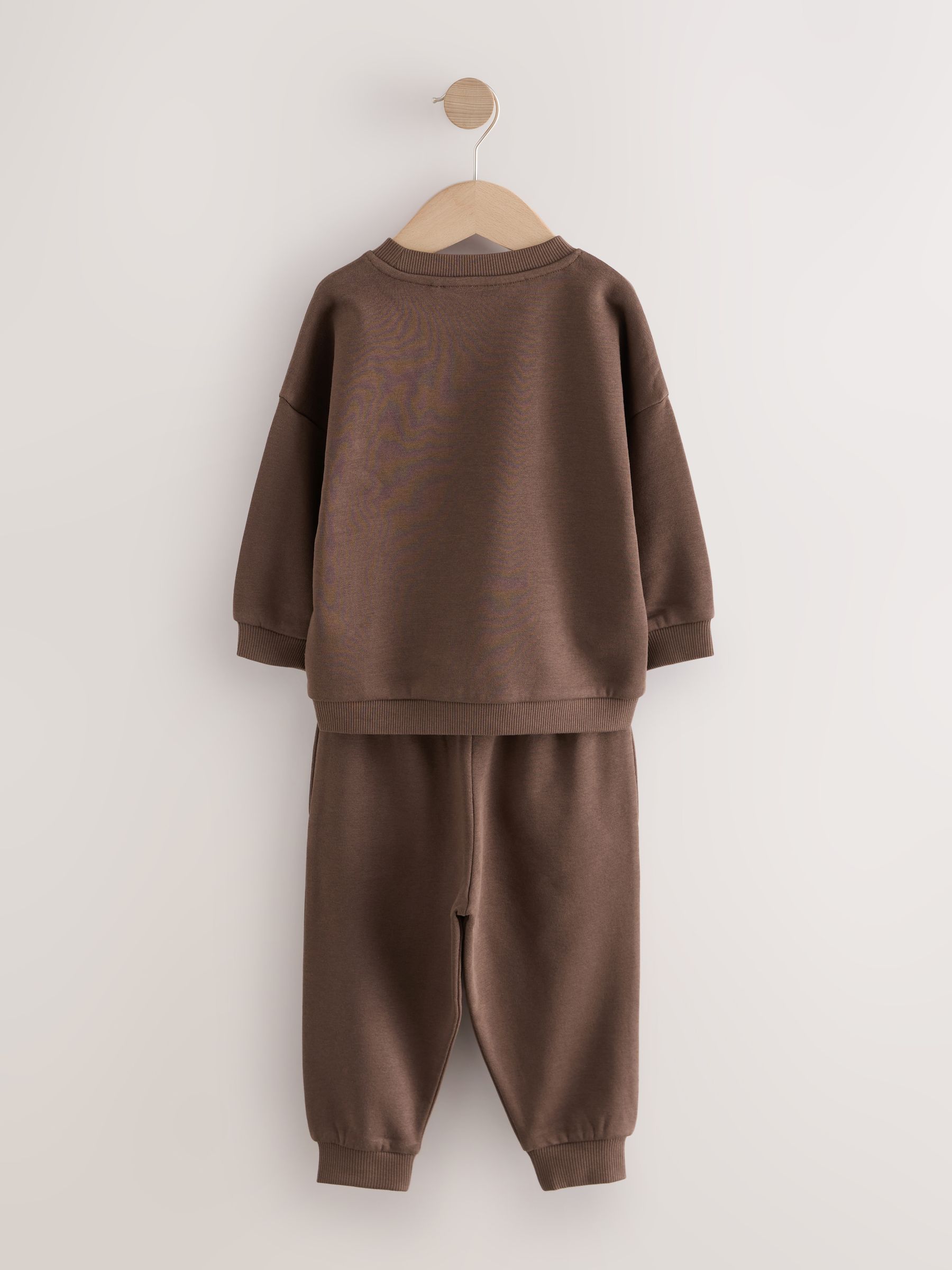 Buy Chocolate Brown Single Printed Crew Neck Sweat Top & Joggers