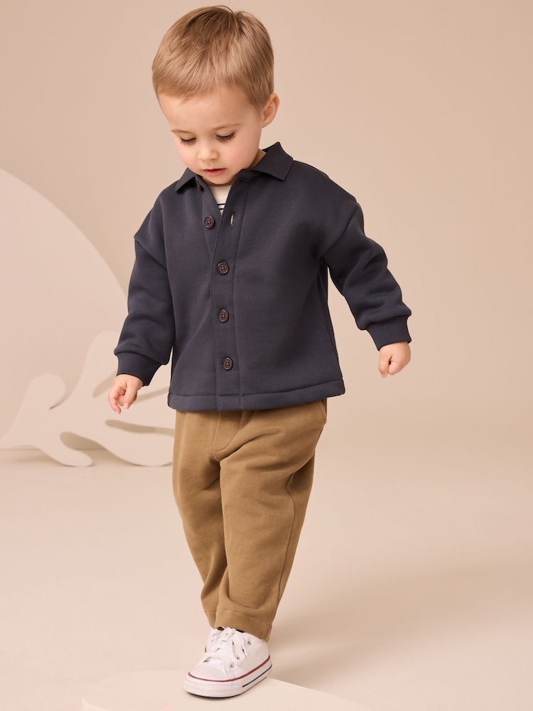 Navy Blue And Tan Shirt T-Shirt And Joggers Set 3 Piece (3mths-7yrs) - Image 1 of 8