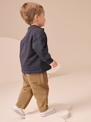 Navy Blue And Tan Shirt T-Shirt And Joggers Set 3 Piece (3mths-7yrs) - Image 2 of 8