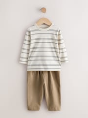 Navy Blue And Tan Shirt T-Shirt And Joggers Set 3 Piece (3mths-7yrs) - Image 5 of 8