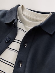 Navy Blue And Tan Shirt T-Shirt And Joggers Set 3 Piece (3mths-7yrs) - Image 7 of 8